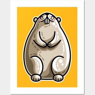 Kawaii Cute Marmot Groundhog Posters and Art